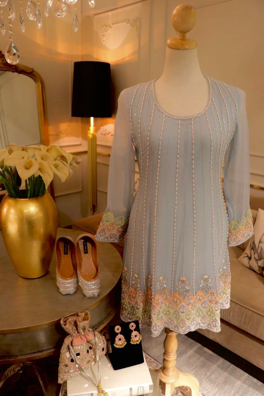 Grayish Blue Tiffany Peplum