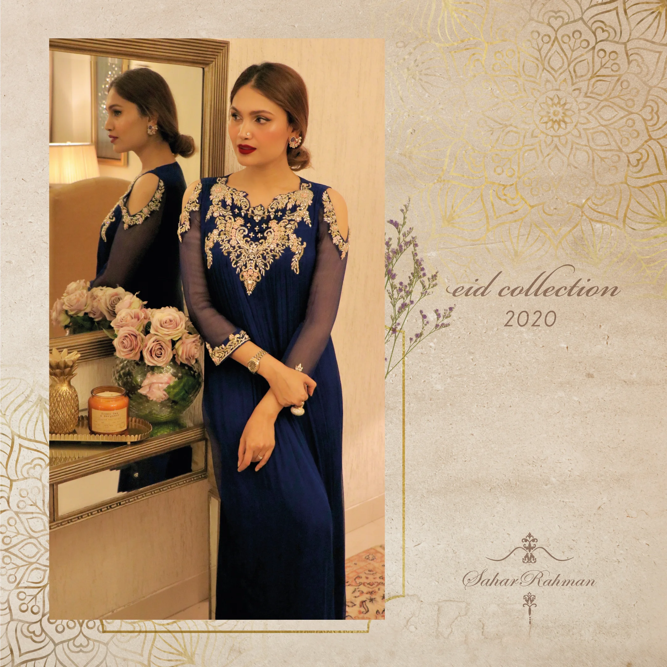 Midnight Blue Cold Shoulder Gown