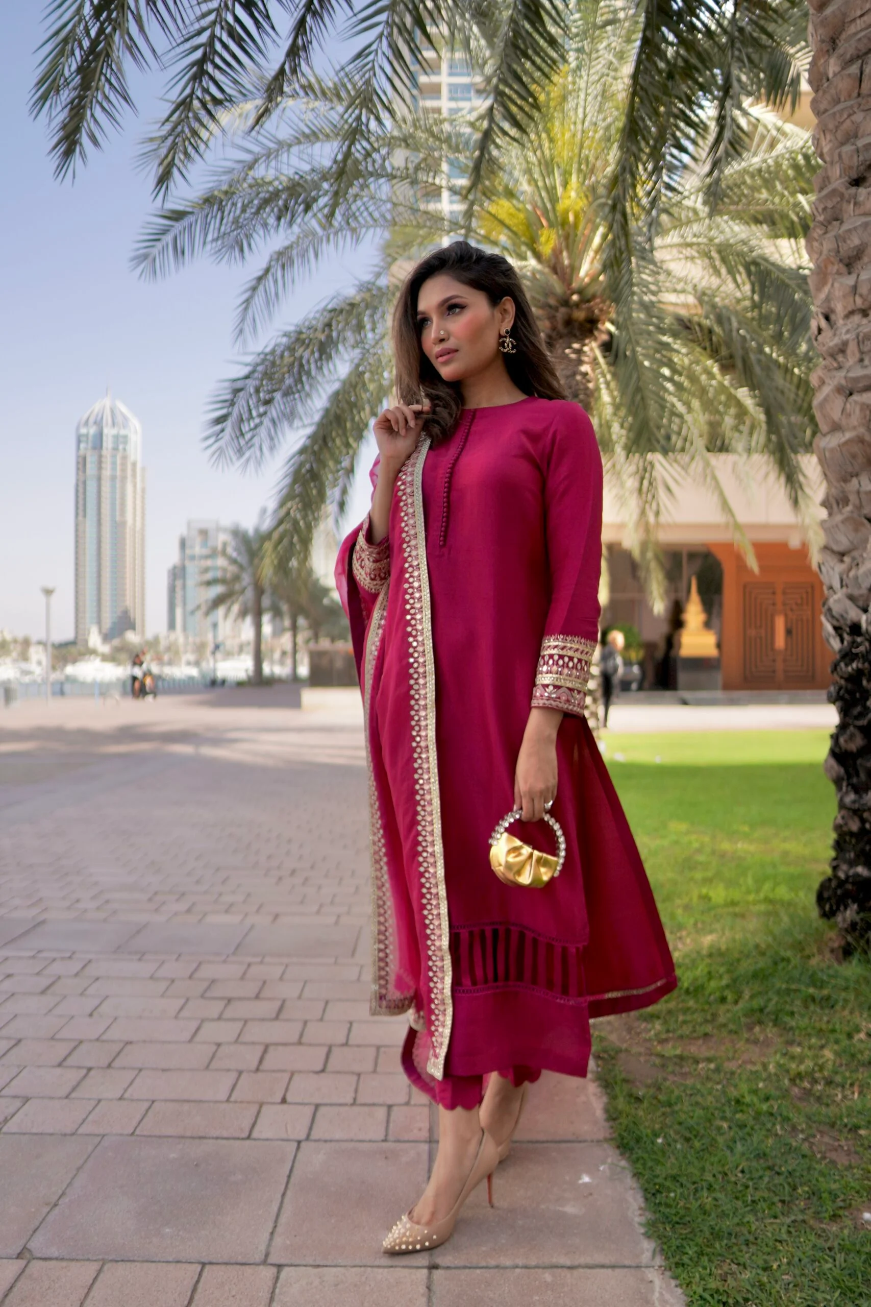 Cranberry Sangria [Heavy Dupatta]